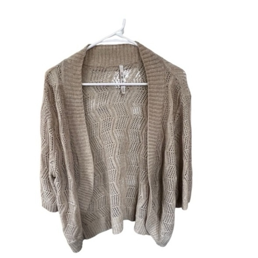 Leo & Nicole Tan Open-Knit Cardigan